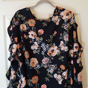 AVA & VIV RUFFLED FLORAL TOP♡ SZ 3X! NWOT